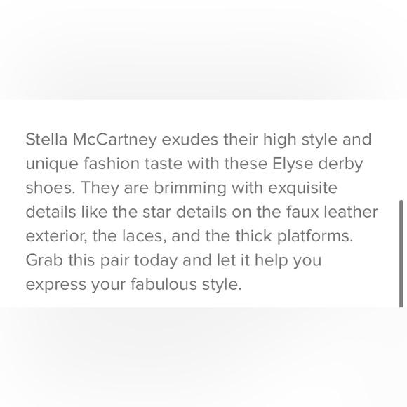 Stella McCartney size 6.5 Beige Faux Leather Elyse Star Platform Lace Up Derby - Picture 13 of 14